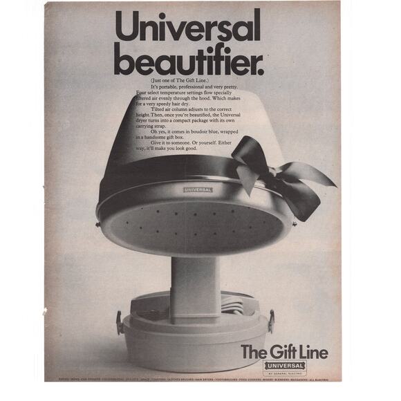General Electric Universal Hair Dryer Magazine Advertisement 1968 Vintage Beauty